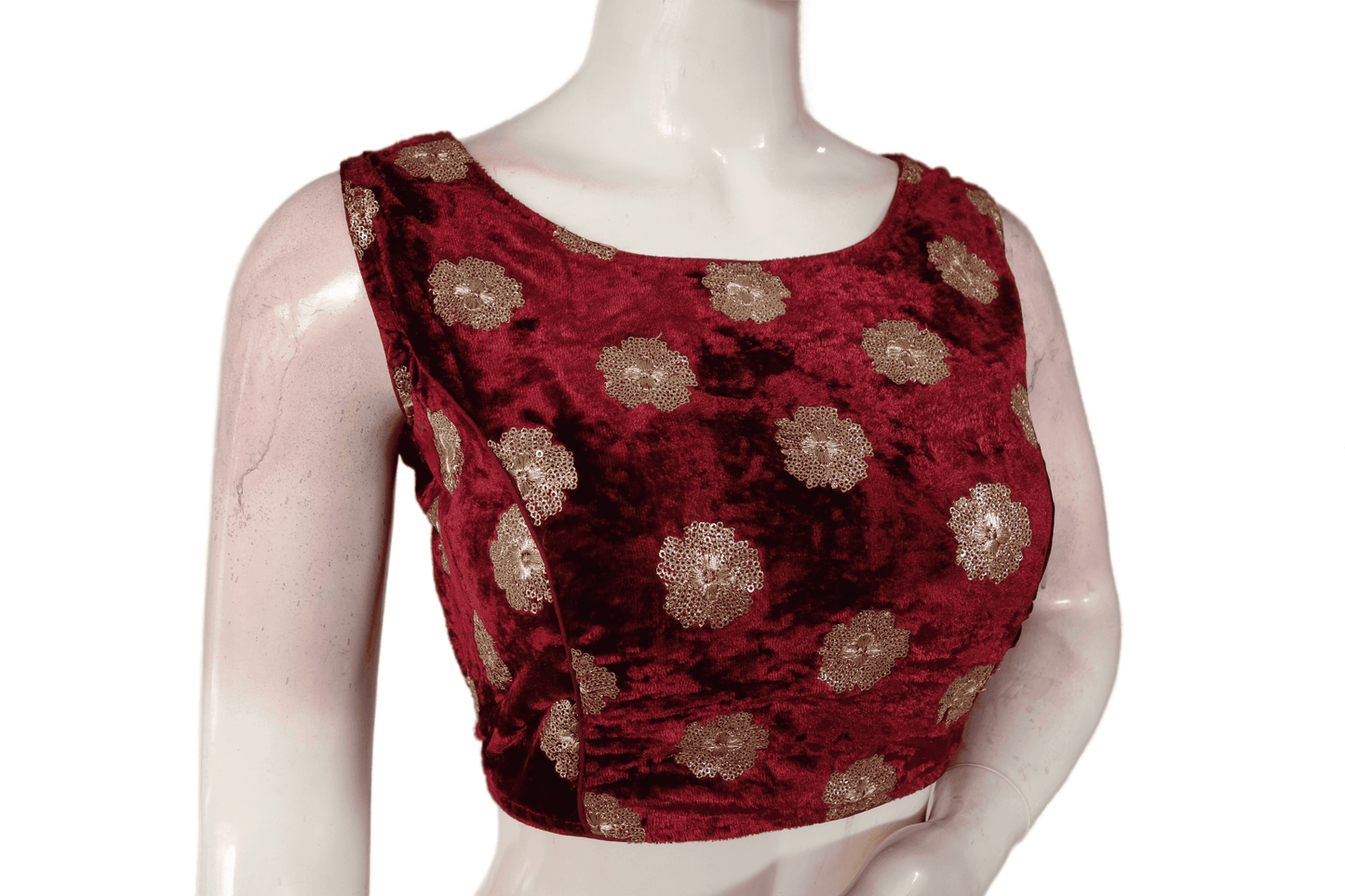 Maroon Color Designer Velvet Sequin Designer Readymade Saree Blouse - D3blouses