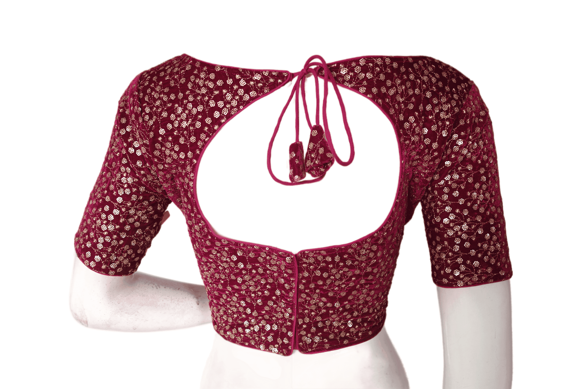 Magenta Color Designer Velvet Sequin Readymade Saree Blouse - D3blouses