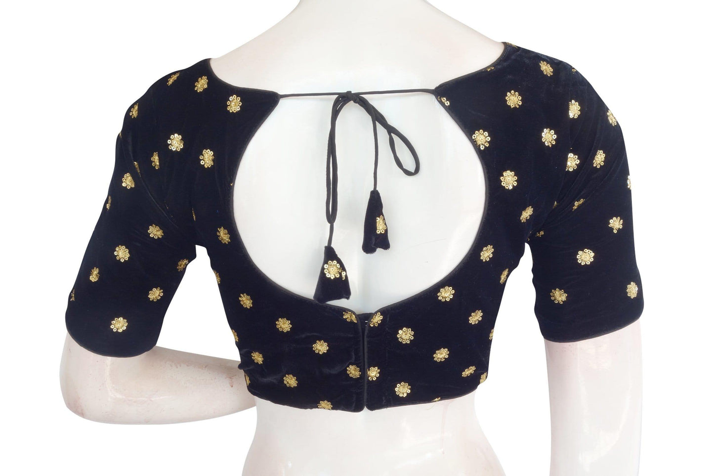 color designer velvet sequin readymade saree blouse 1