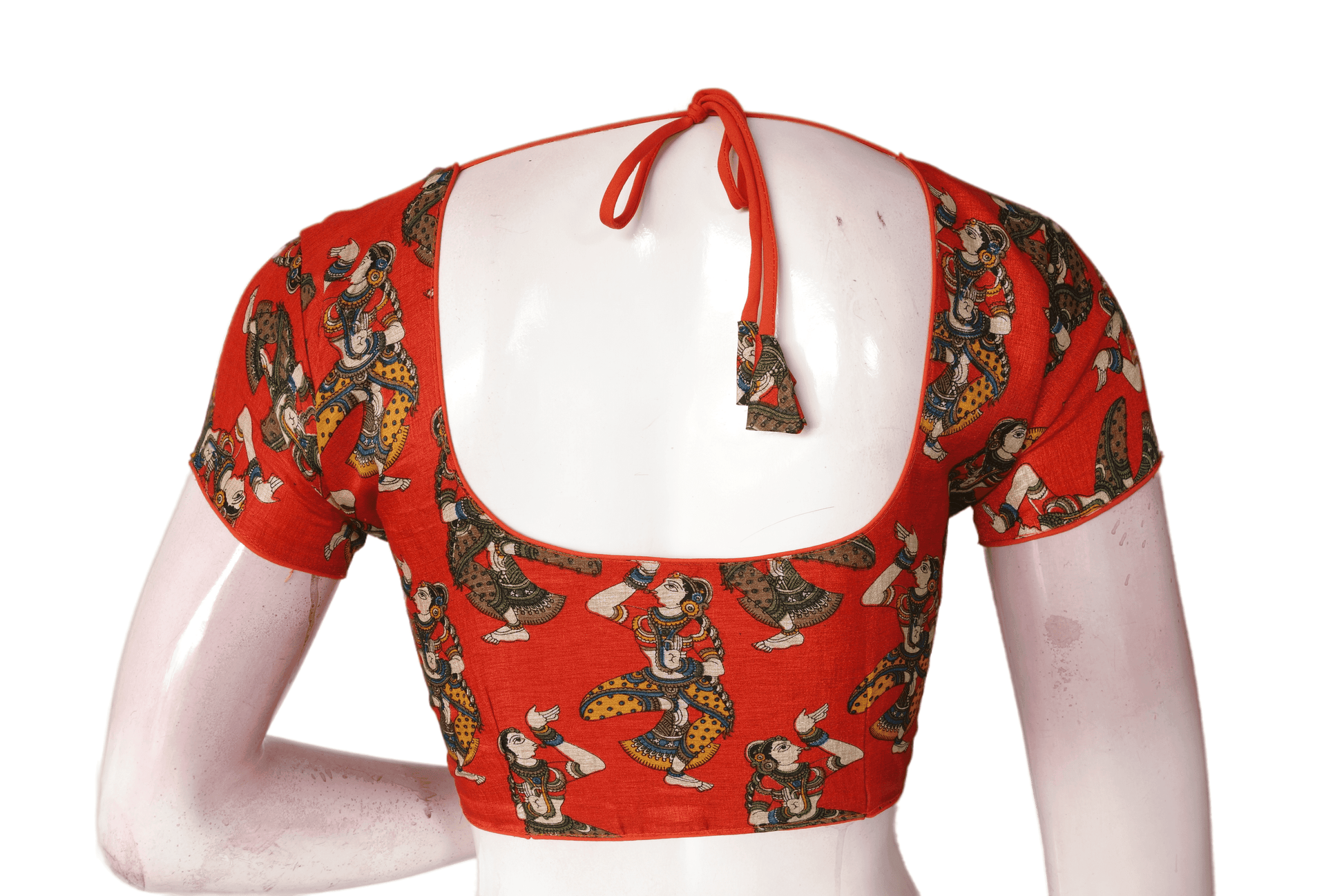 Orange Color Printed silk Readymade saree blouse - D3blouses