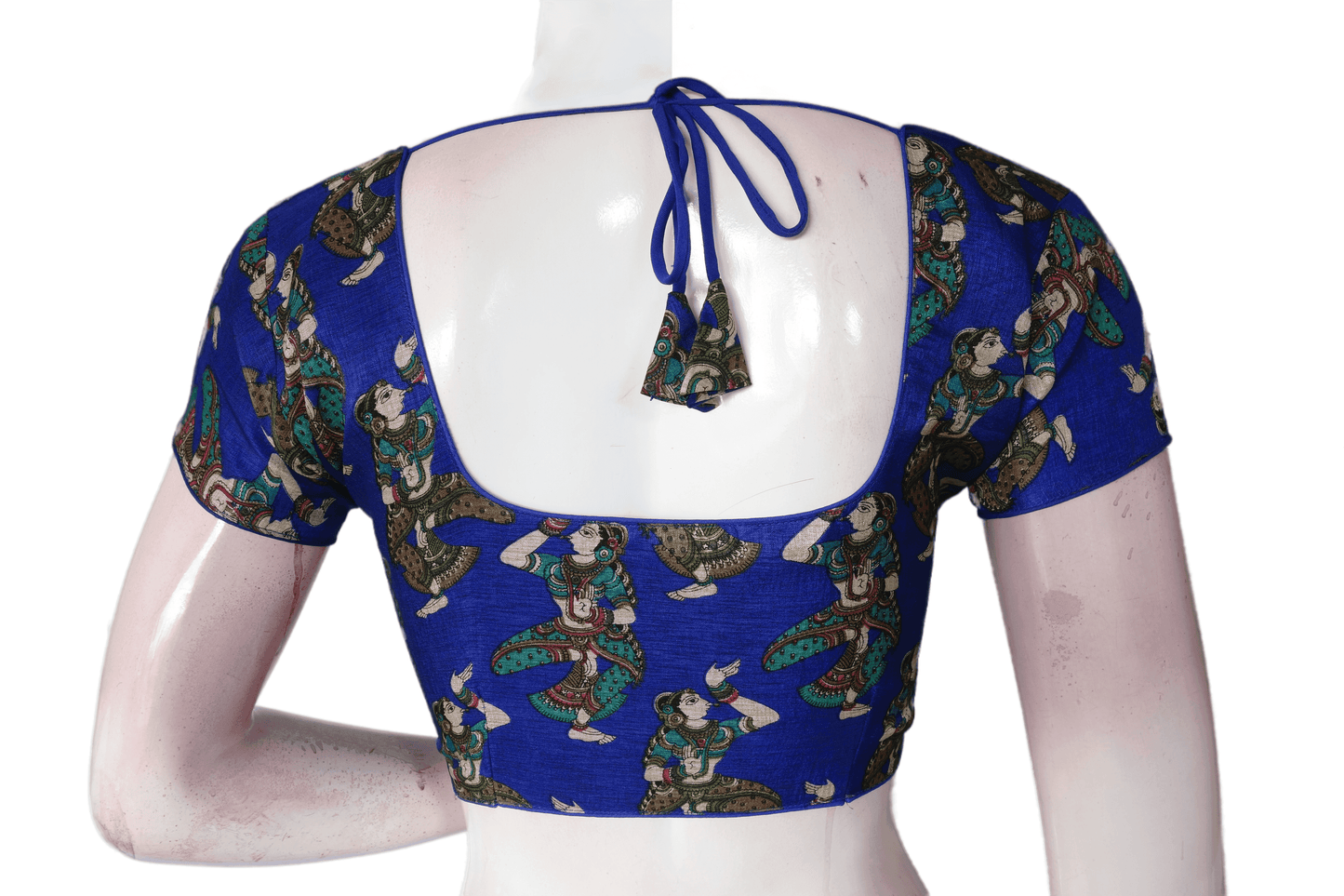 Blue Color Printed silk Readymade saree blouse - D3blouses
