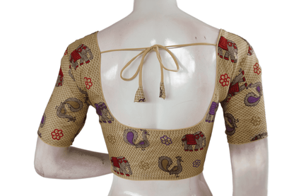 Beige Color Printed silk Readymade saree blouse - D3blouses