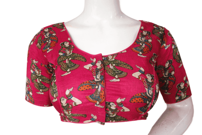 Pink Color Printed silk Readymade saree blouse - D3blouses