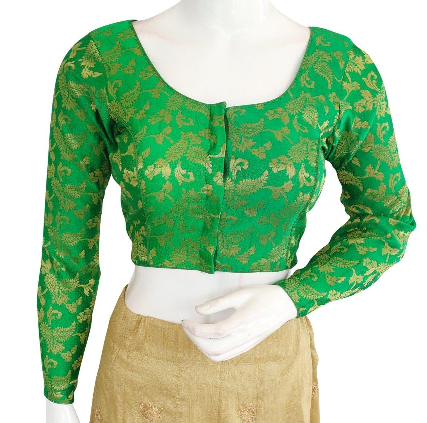 brocade silk designer readymade blouse with full sleeves