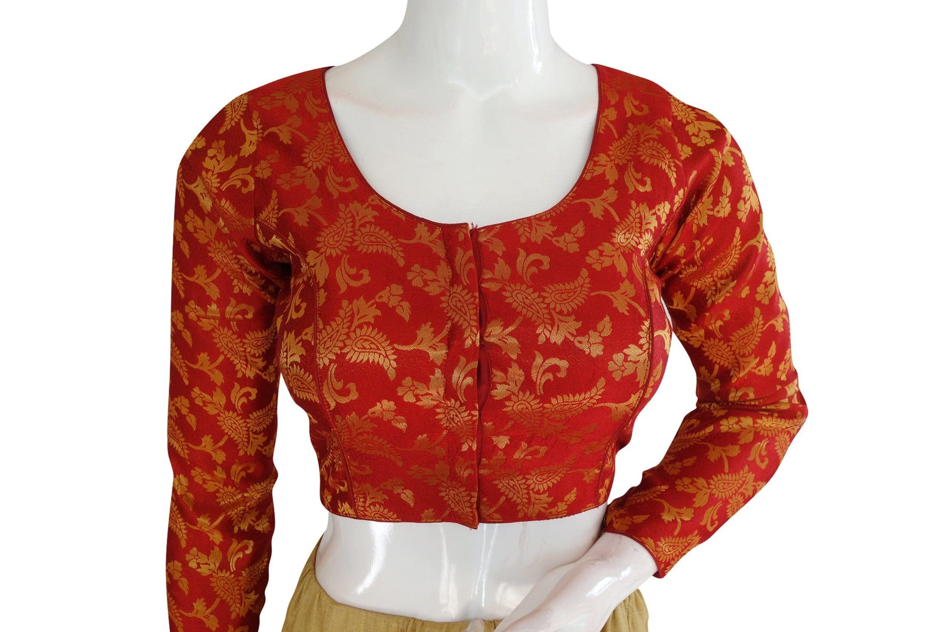color brocade silk designer readymade blouse with full sleeves 3