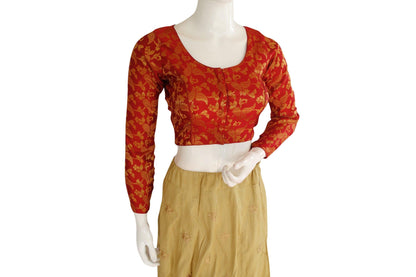 color brocade silk designer readymade blouse with full sleeves 3
