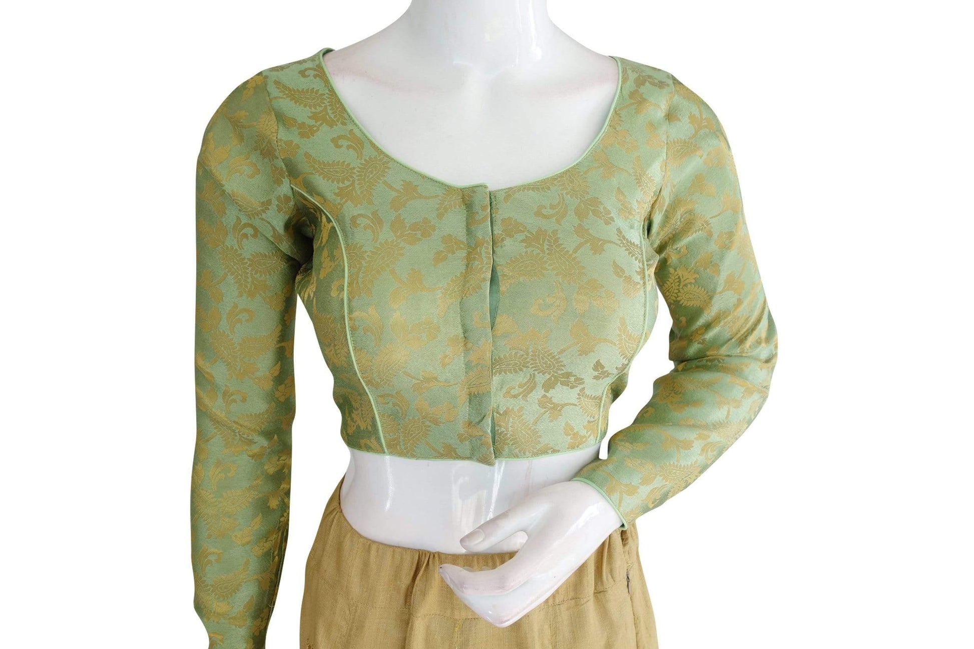 color brocade silk designer readymade blouse with full sleeves 4