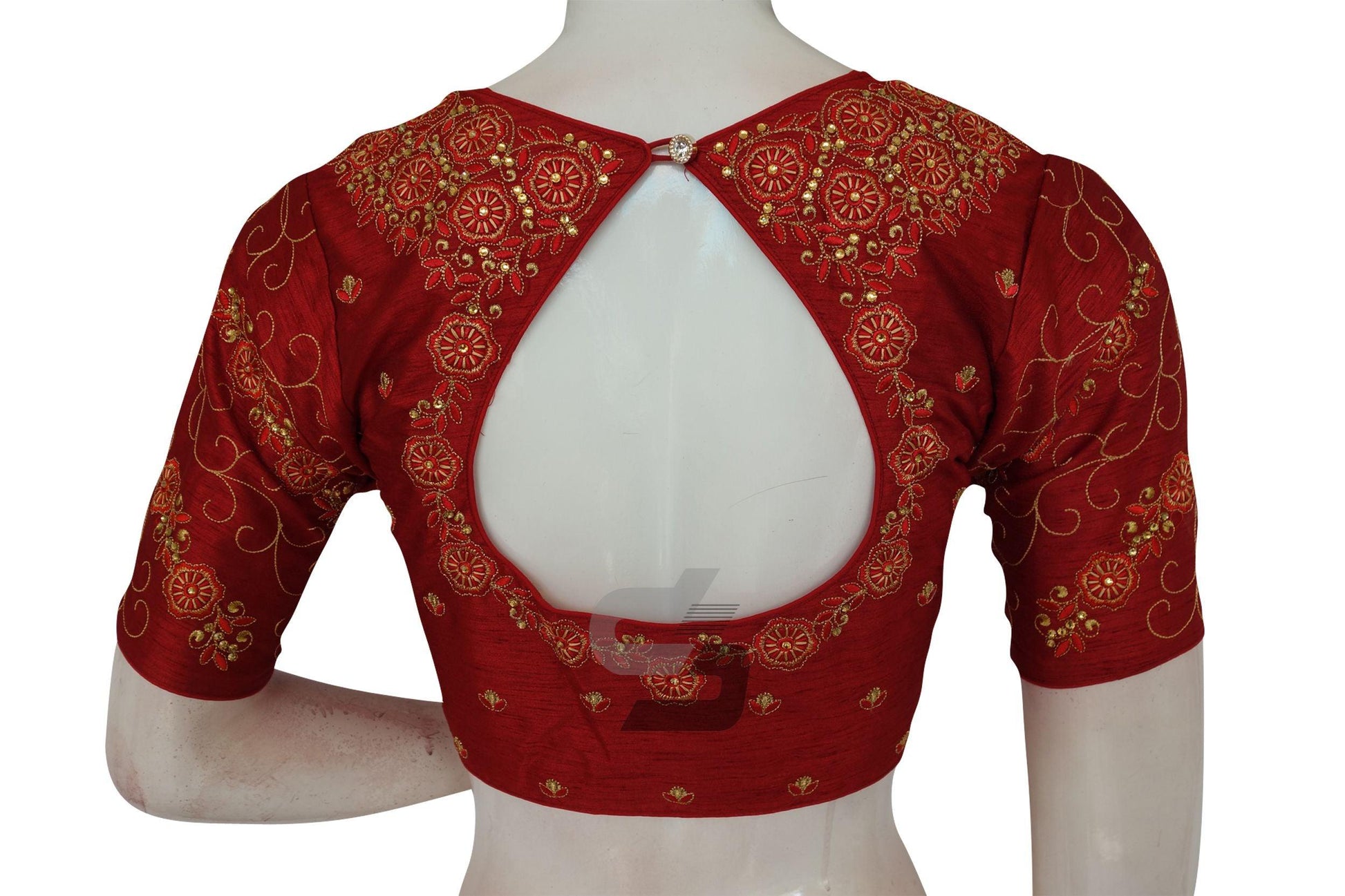 Maroon Color Designer Embroidery Readymade Saree Blouse - D3blouses