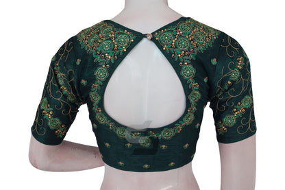 Green Color Designer Embroidery Readymade Saree Blouse - D3blouses