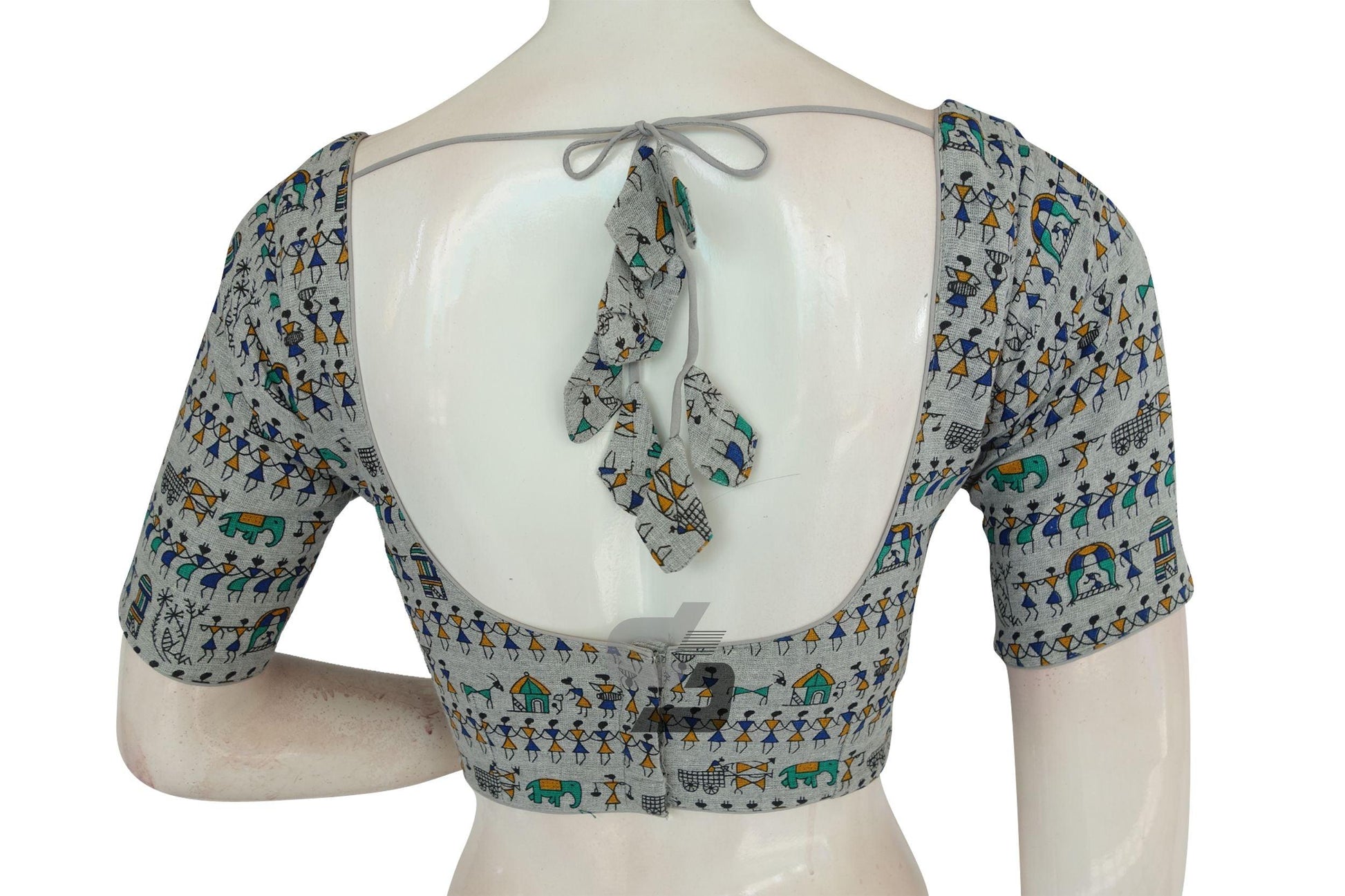 Grey Color Jute Cotton Readymade Designer Blouse - D3blouses