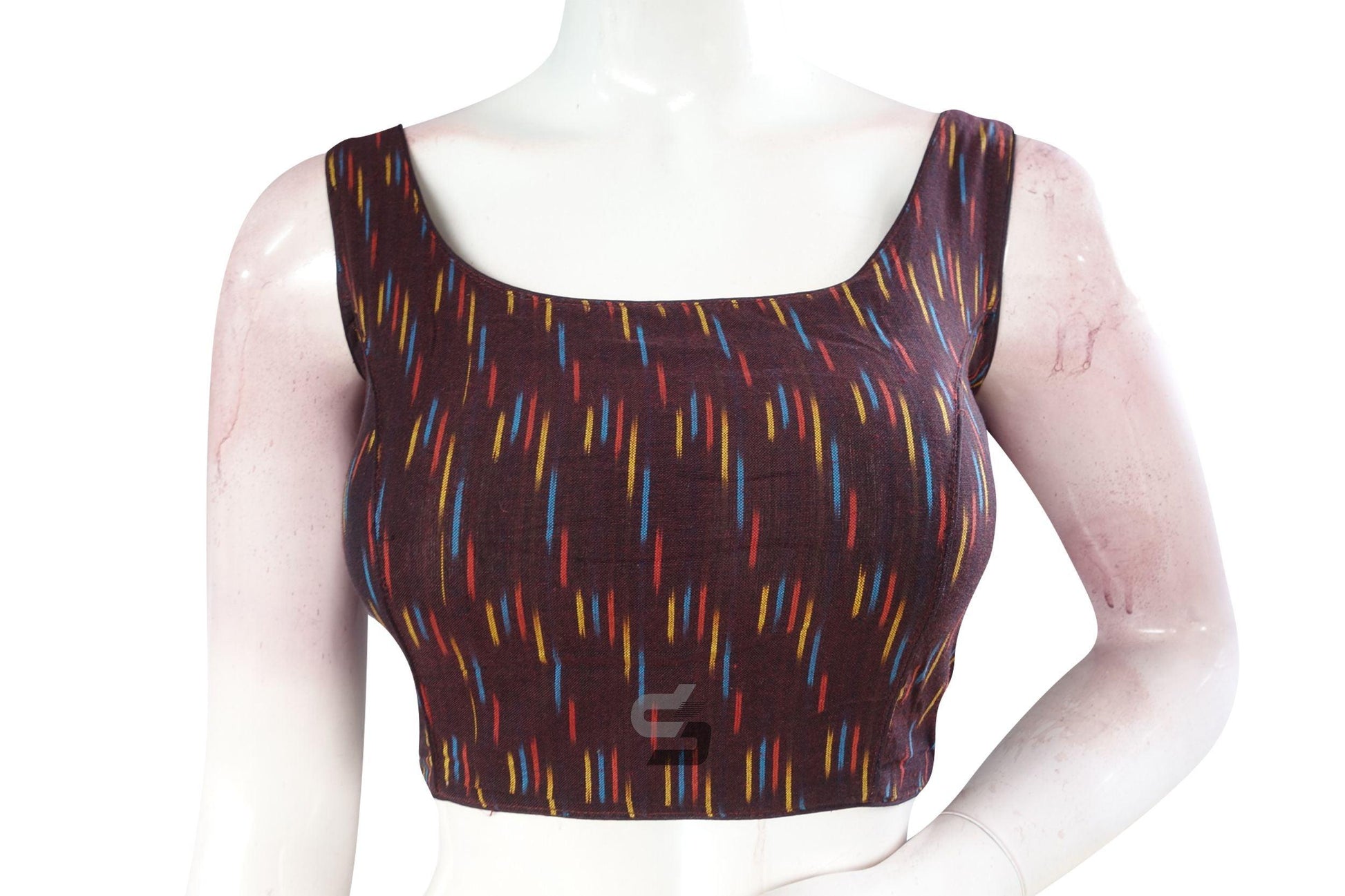 Dark Purple Color Ikkat Designer Readymade Saree Blouse - D3blouses