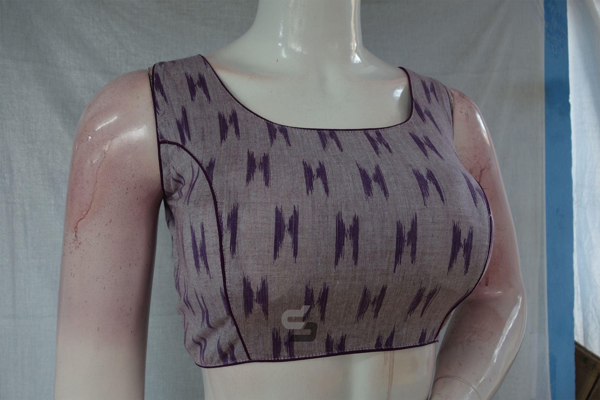Purple Color Ikkat Designer Readymade Saree Blouse - D3blouses