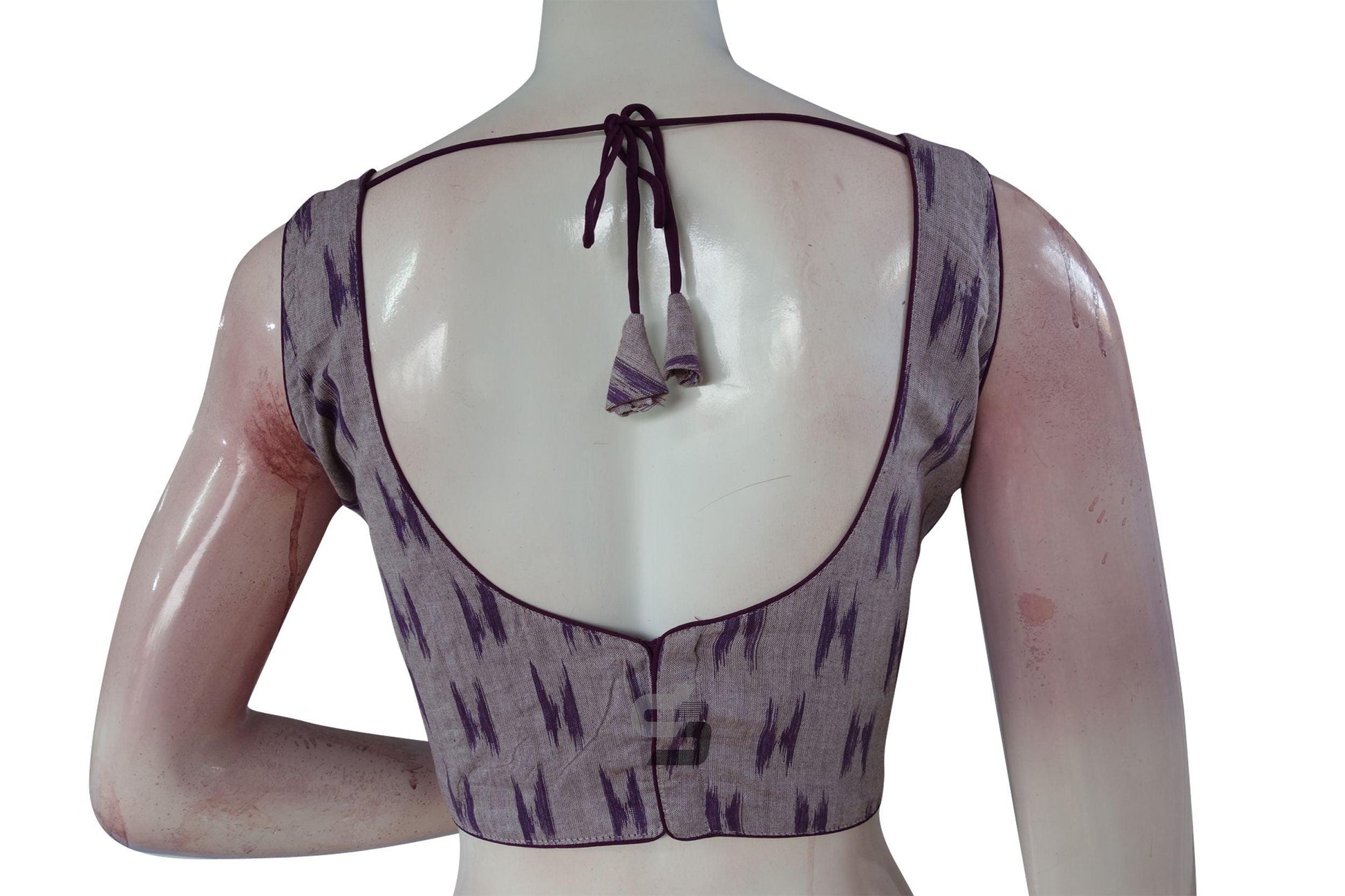 Purple Color Ikkat Designer Readymade Saree Blouse - D3blouses