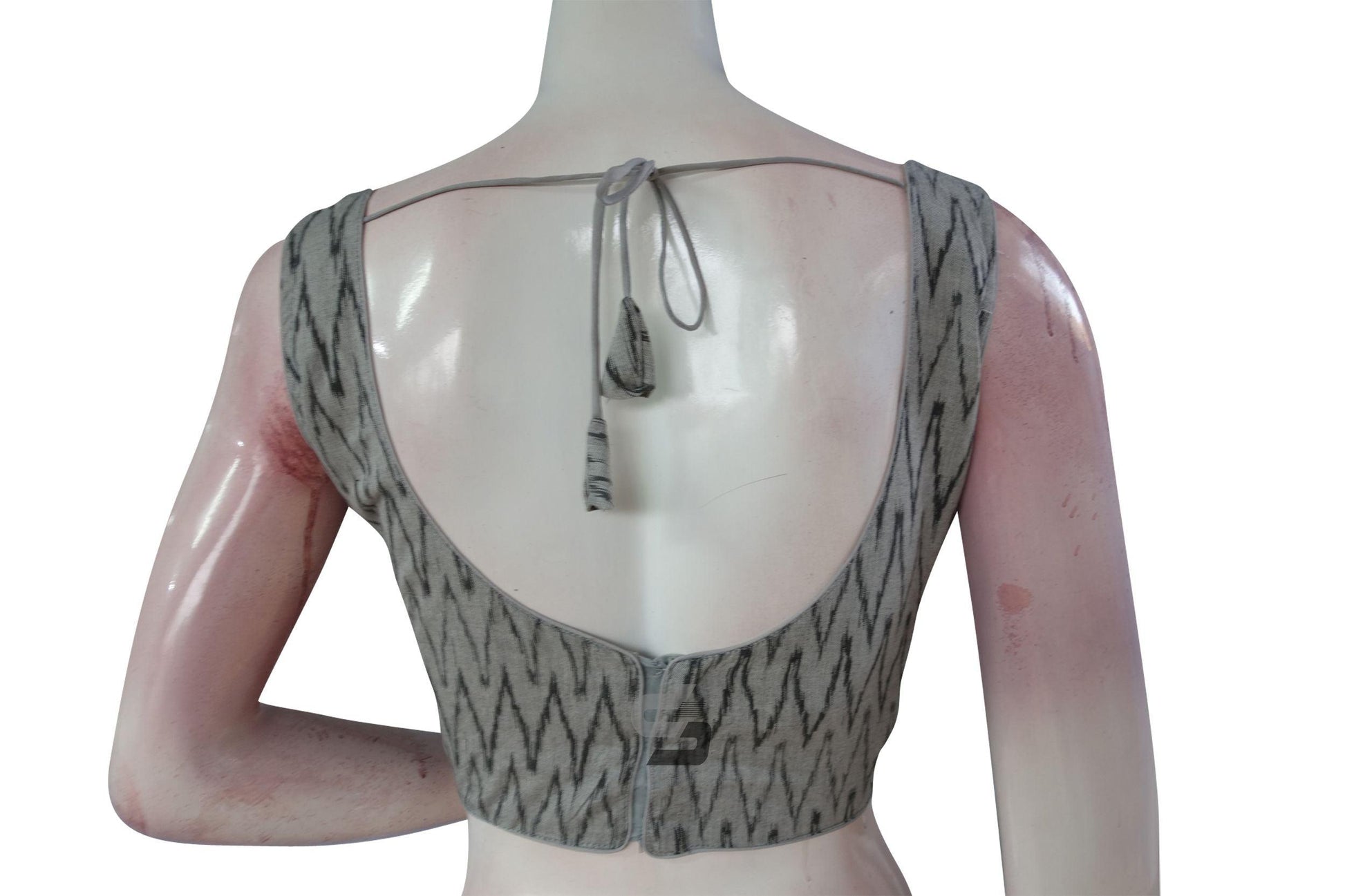 Grey Color Ikkat Designer Readymade Saree Blouse - D3blouses