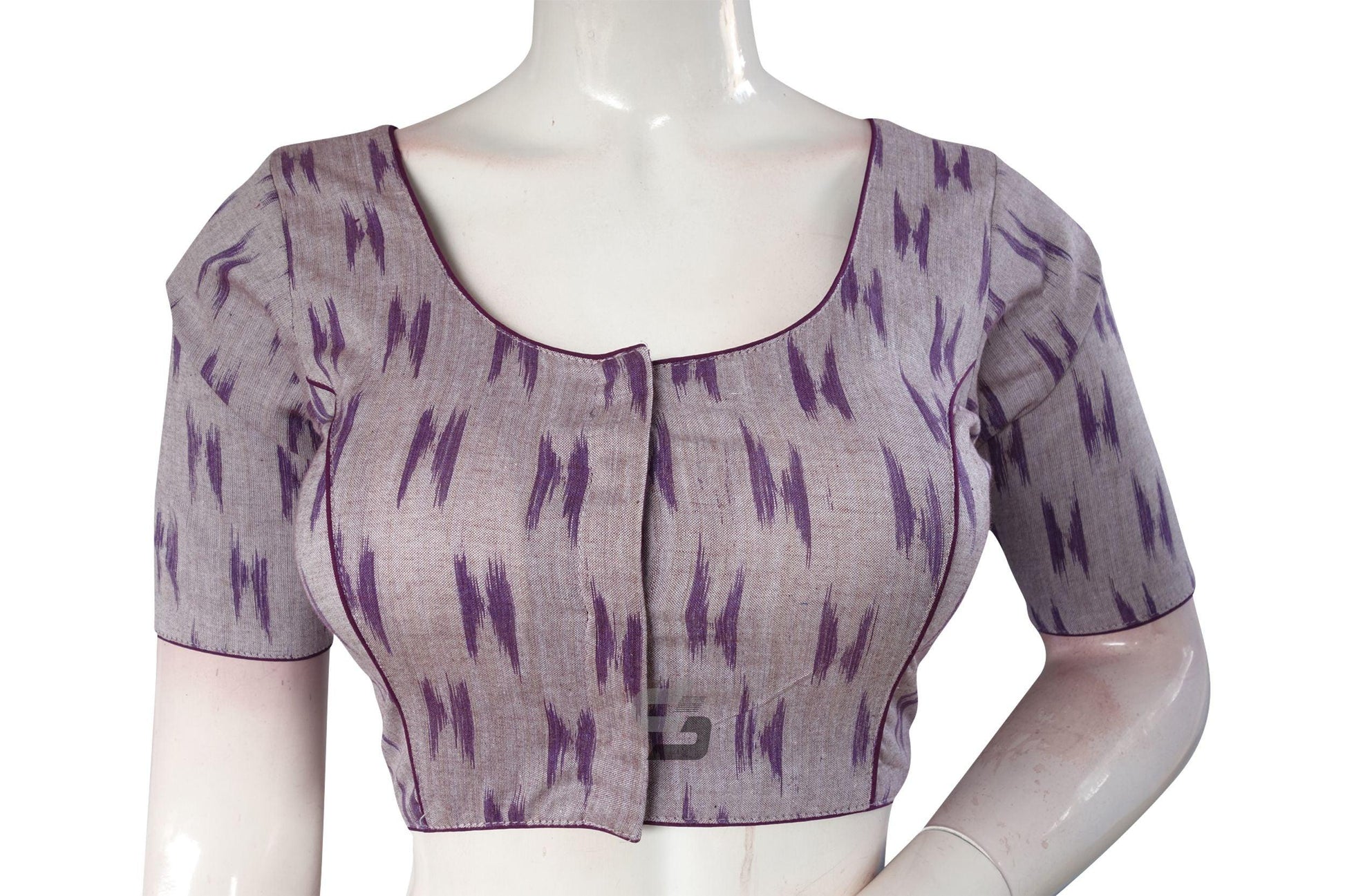 Purple Color Ikkat Cotton Readymade Saree Blouse - D3blouses