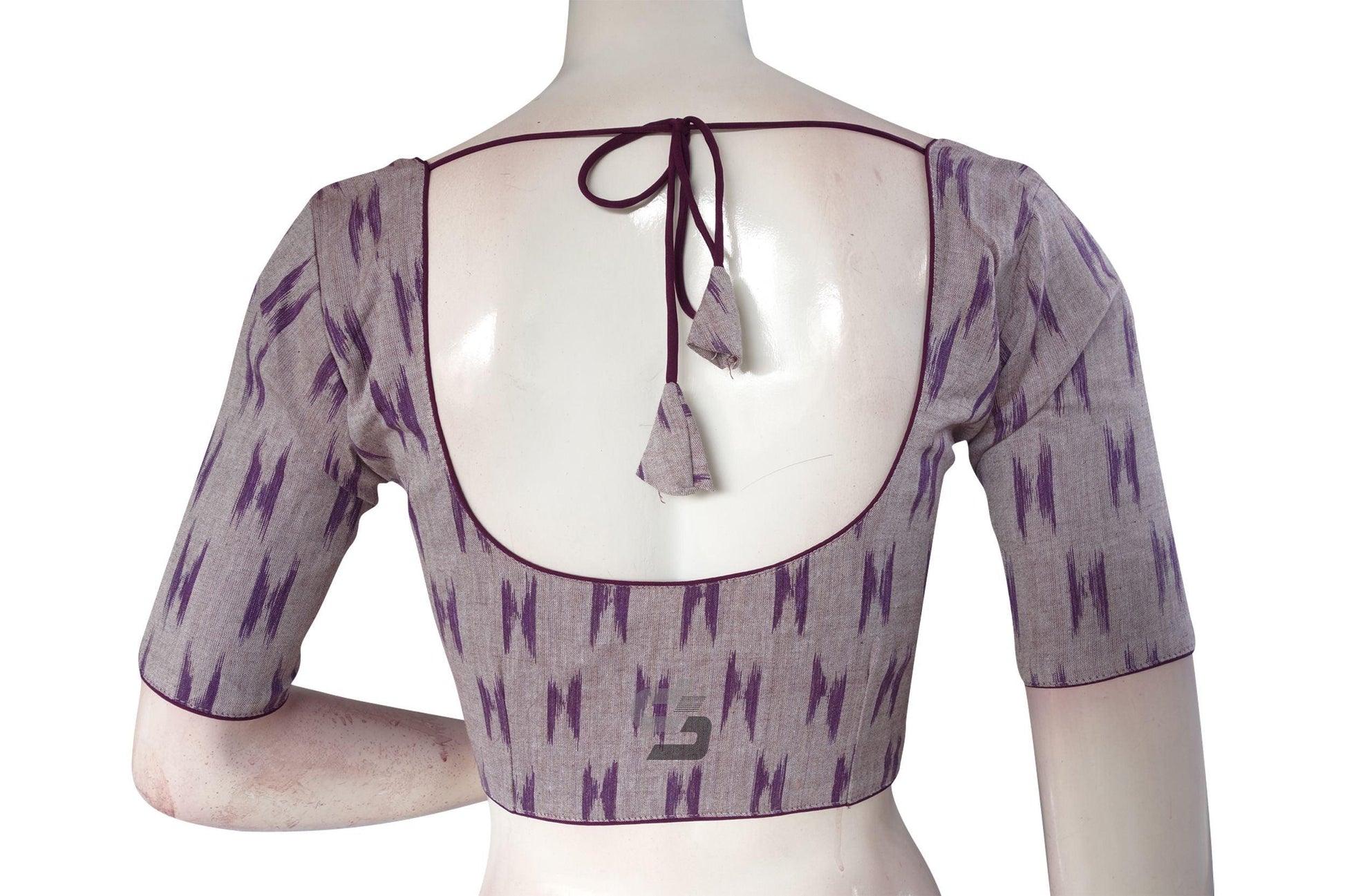 Purple Color Ikkat Cotton Readymade Saree Blouse - D3blouses