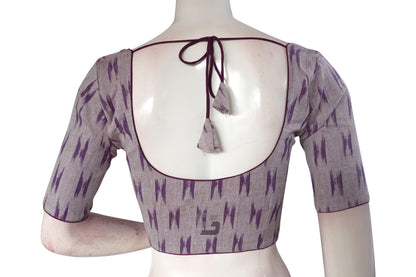 Purple Color Ikkat Cotton Readymade Saree Blouse - D3blouses