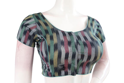 Black Multi-Color Ikkat Cotton Readymade Saree Blouse - Stylish and Versatile