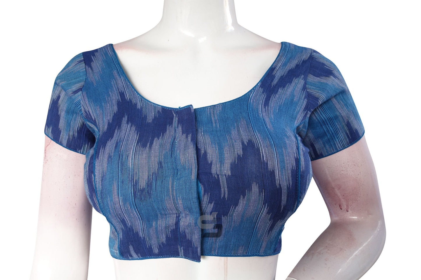 Stylish Blue Multi-Color Ikkat Cotton Readymade Saree Blouse - Vibrant Women's Fashion