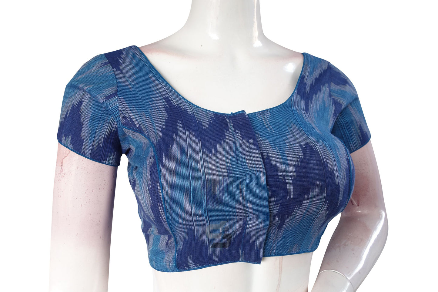 Stylish Blue Multi-Color Ikkat Cotton Readymade Saree Blouse - Vibrant Women's Fashion