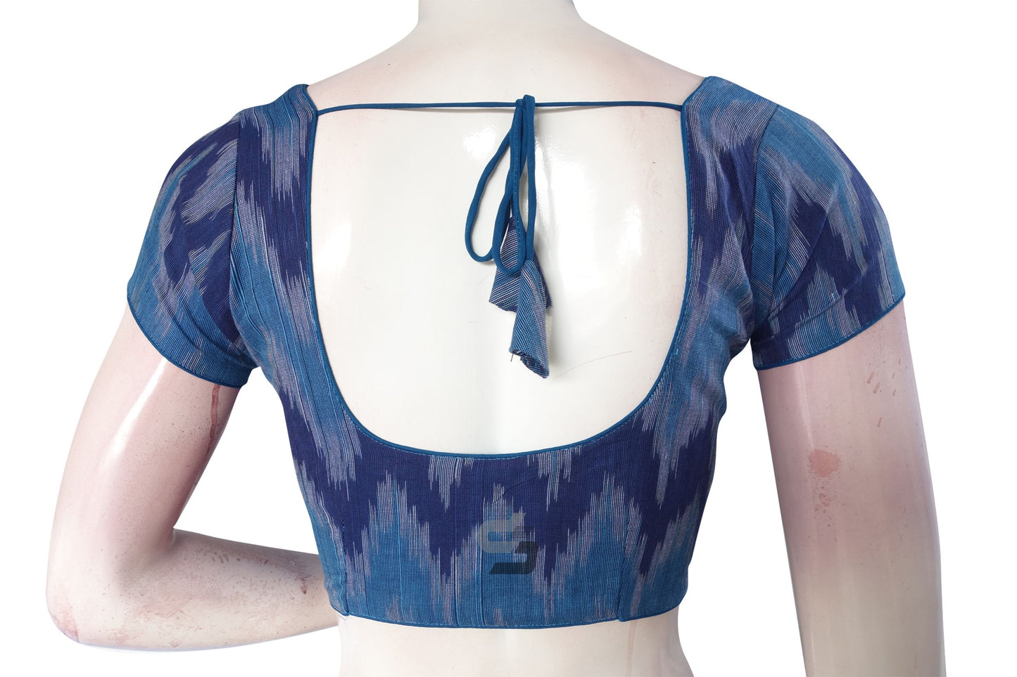 Stylish Blue Multi-Color Ikkat Cotton Readymade Saree Blouse - Vibrant Women's Fashion