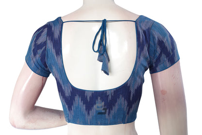 Stylish Blue Multi-Color Ikkat Cotton Readymade Saree Blouse - Vibrant Women's Fashion