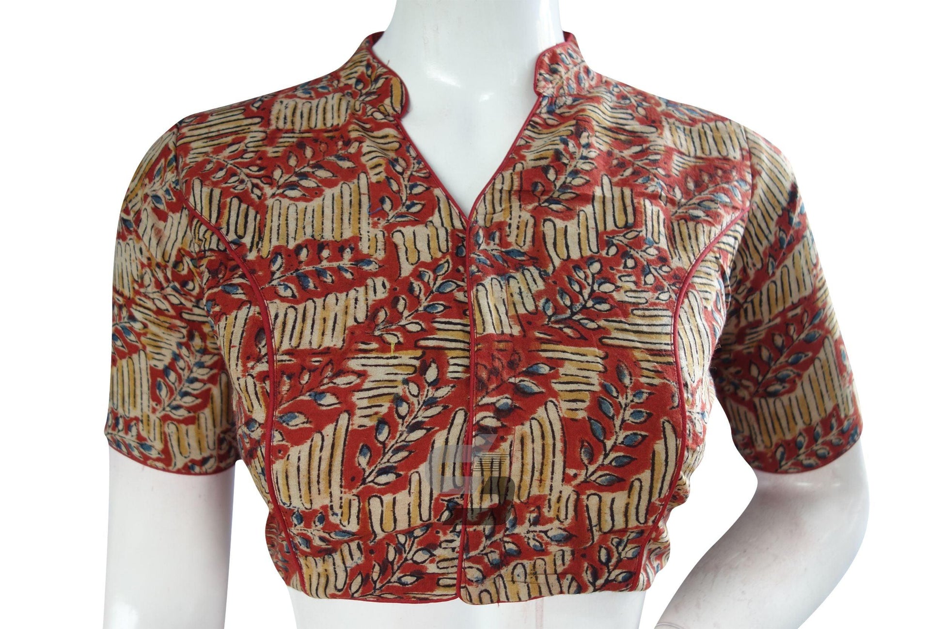 Red Color Kalamkari Collar Designer Readymade Blouse - D3blouses