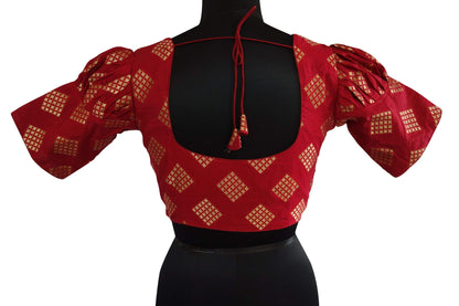copy of readymade brocade silk blouse with puff sleeve indian silk saree blouse silk crop top