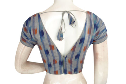 ikkat v neck designer readymade saree blouse 2