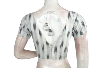 ikkat v neck designer readymade saree blouse 4