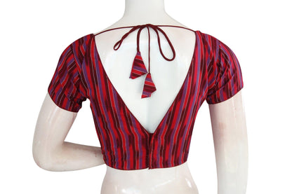 ikkat v neck designer readymade saree blouse 5
