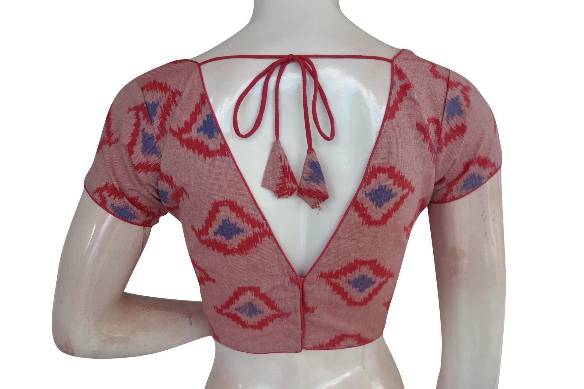 ikkat v neck designer readymade saree blouse 24