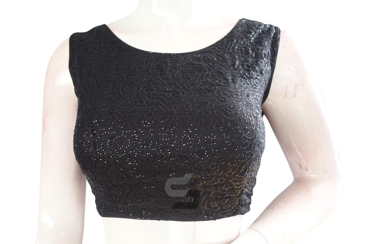 Black Color Netted Designer Embroidery Readymade Blouse - D3blouses