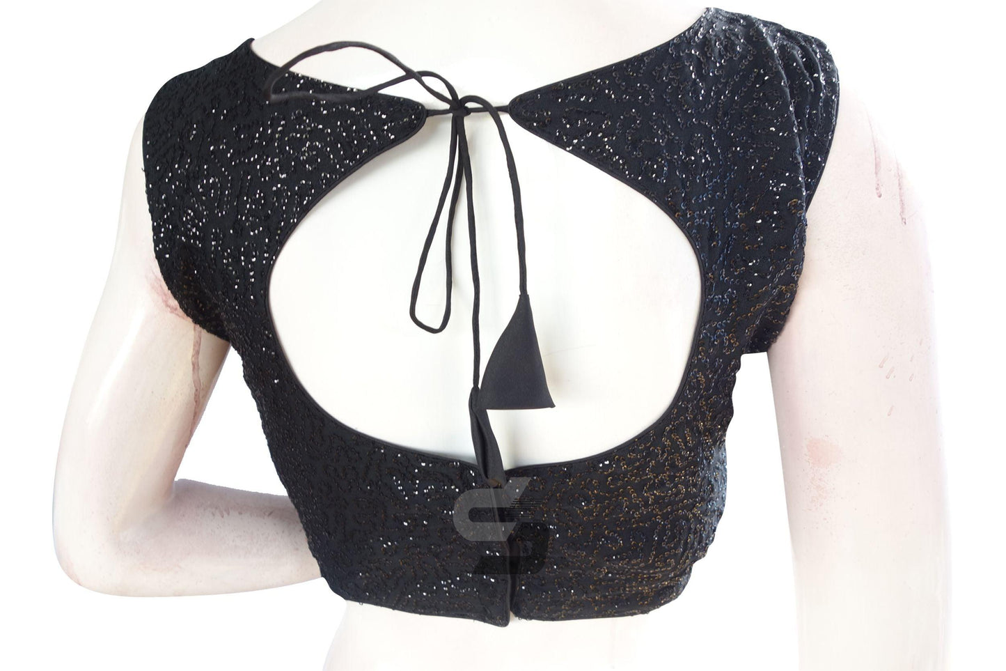 Black Color Netted Designer Embroidery Readymade Blouse - D3blouses