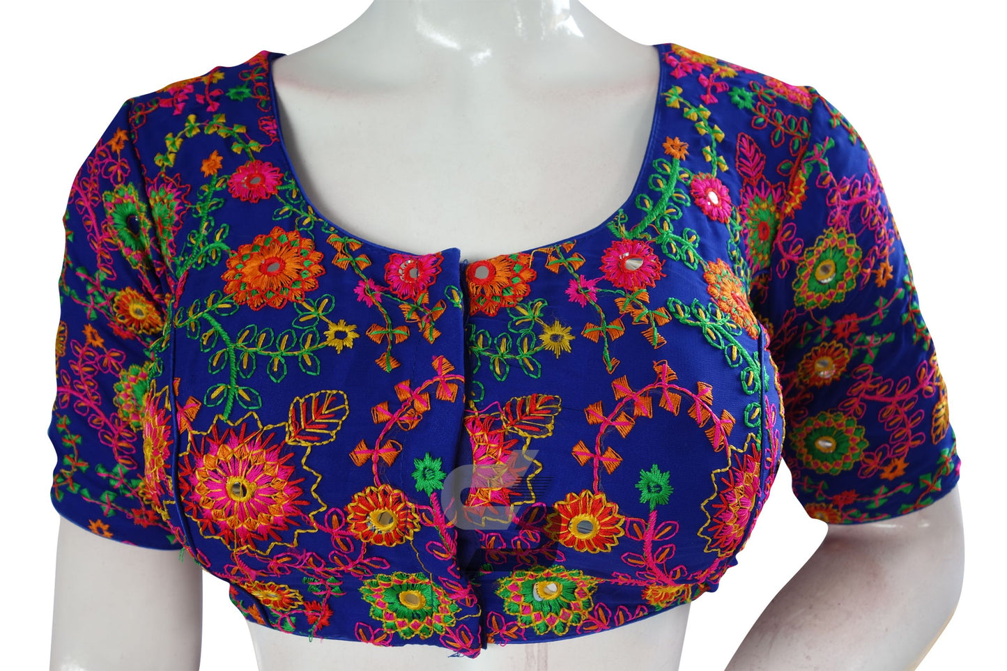 Blue Color Multi Thread Embroidery Readymade Blouse