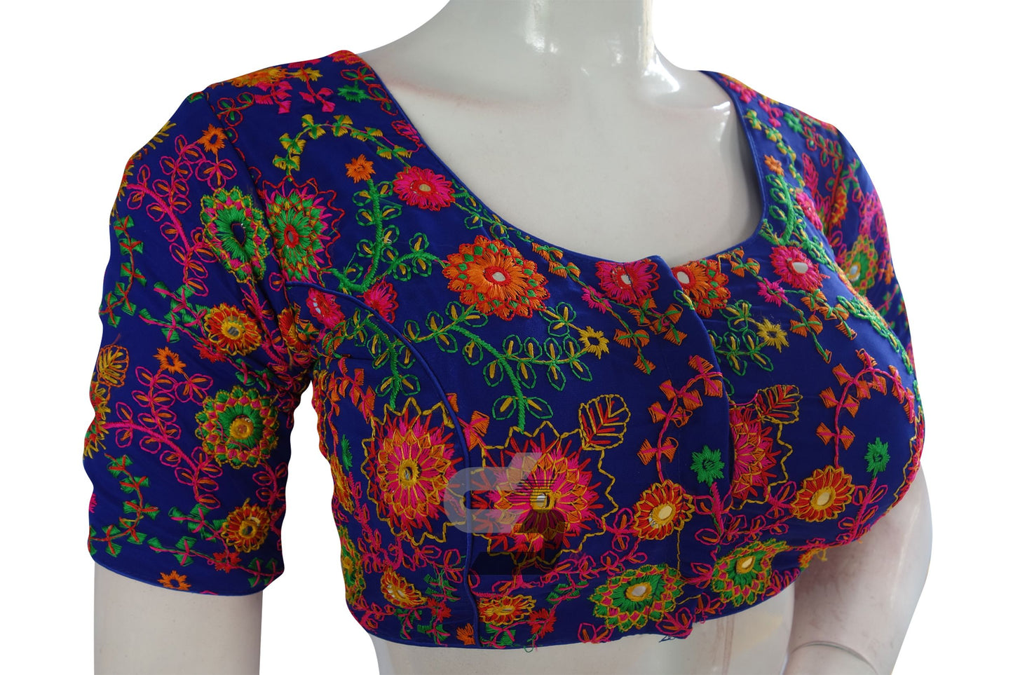 Blue Color Multi Thread Embroidery Readymade Blouse