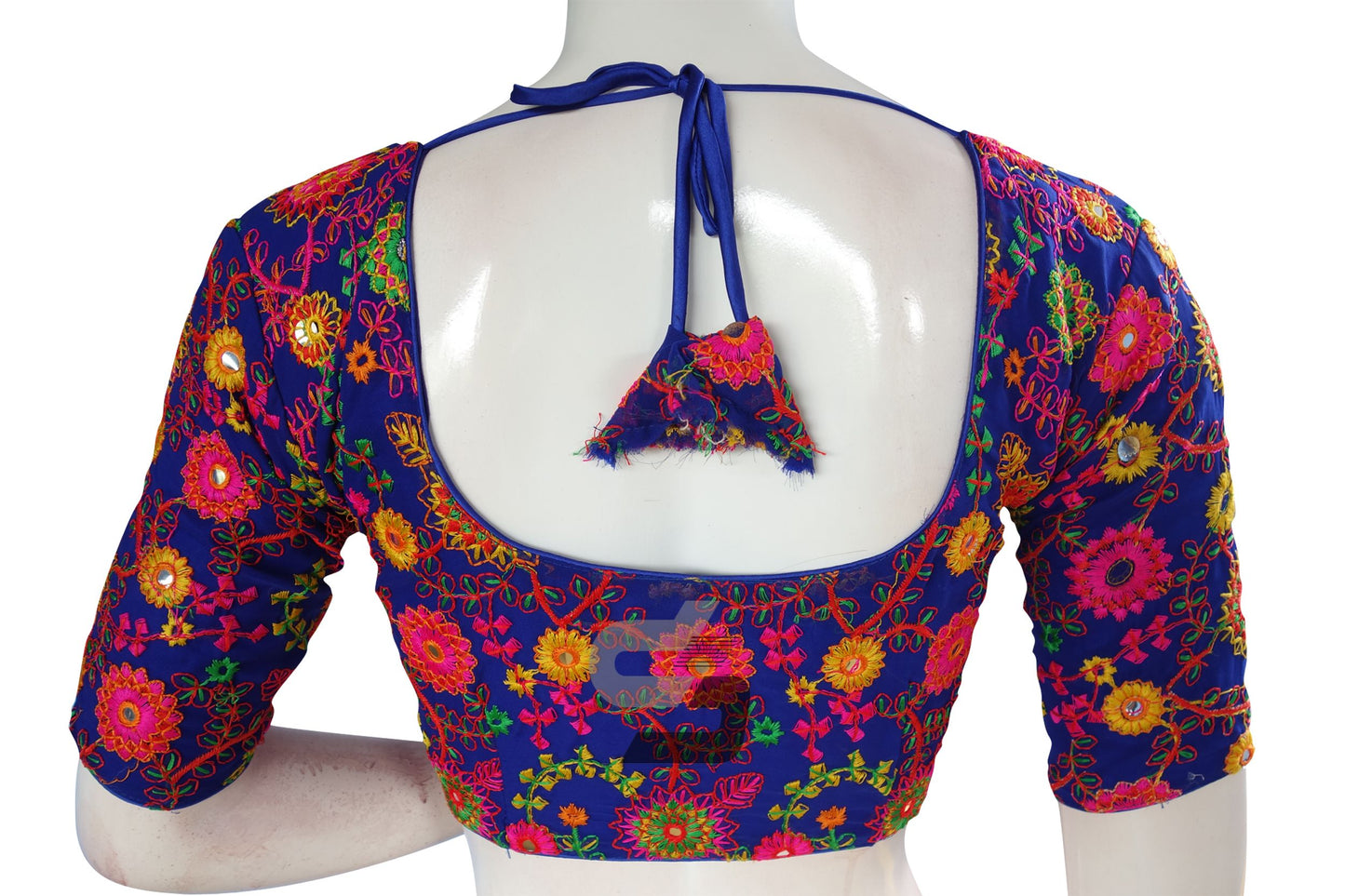 Blue Color Multi Thread Embroidery Readymade Blouse