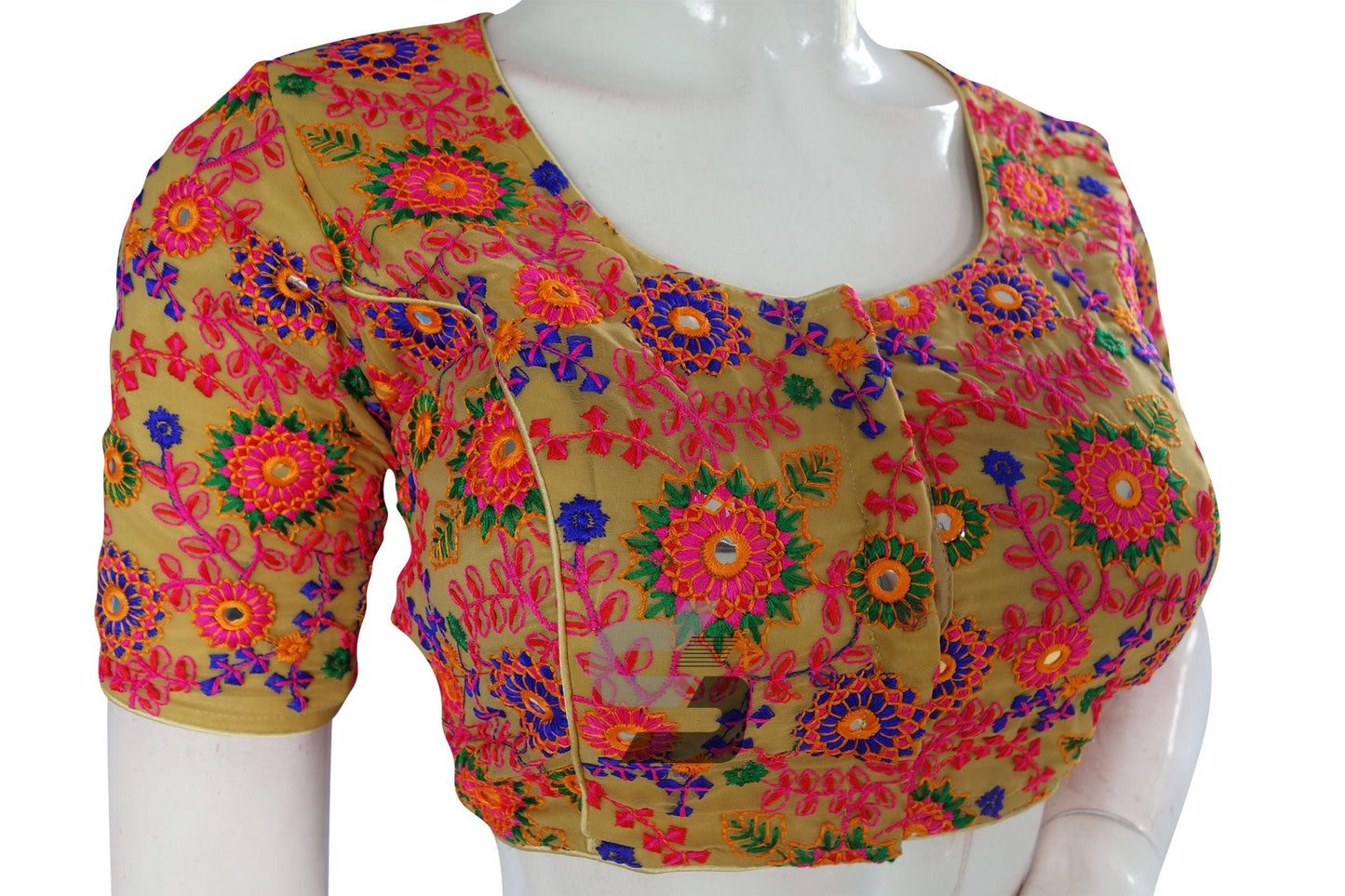 Beige Color Multi Thread Embroidery Readymade Blouse - D3blouses