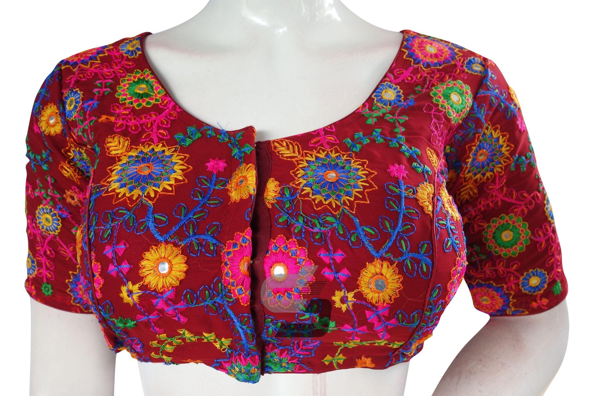 Maroon Color Multi Thread Embroidery Readymade Blouse - D3blouses