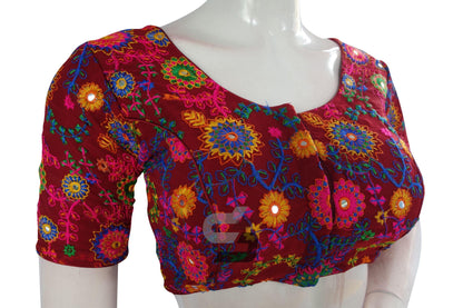 Maroon Color Multi Thread Embroidery Readymade Blouse - D3blouses