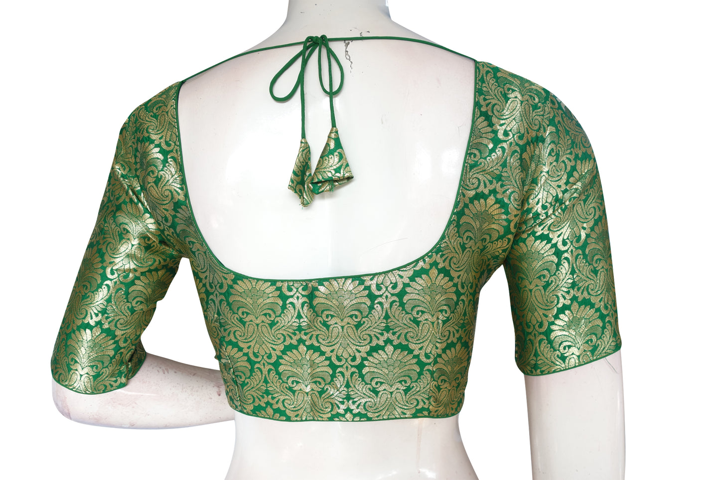Teal Green Color Banaras Brocade Silk Readymade Saree Blouse, Indian Readymade Blouse