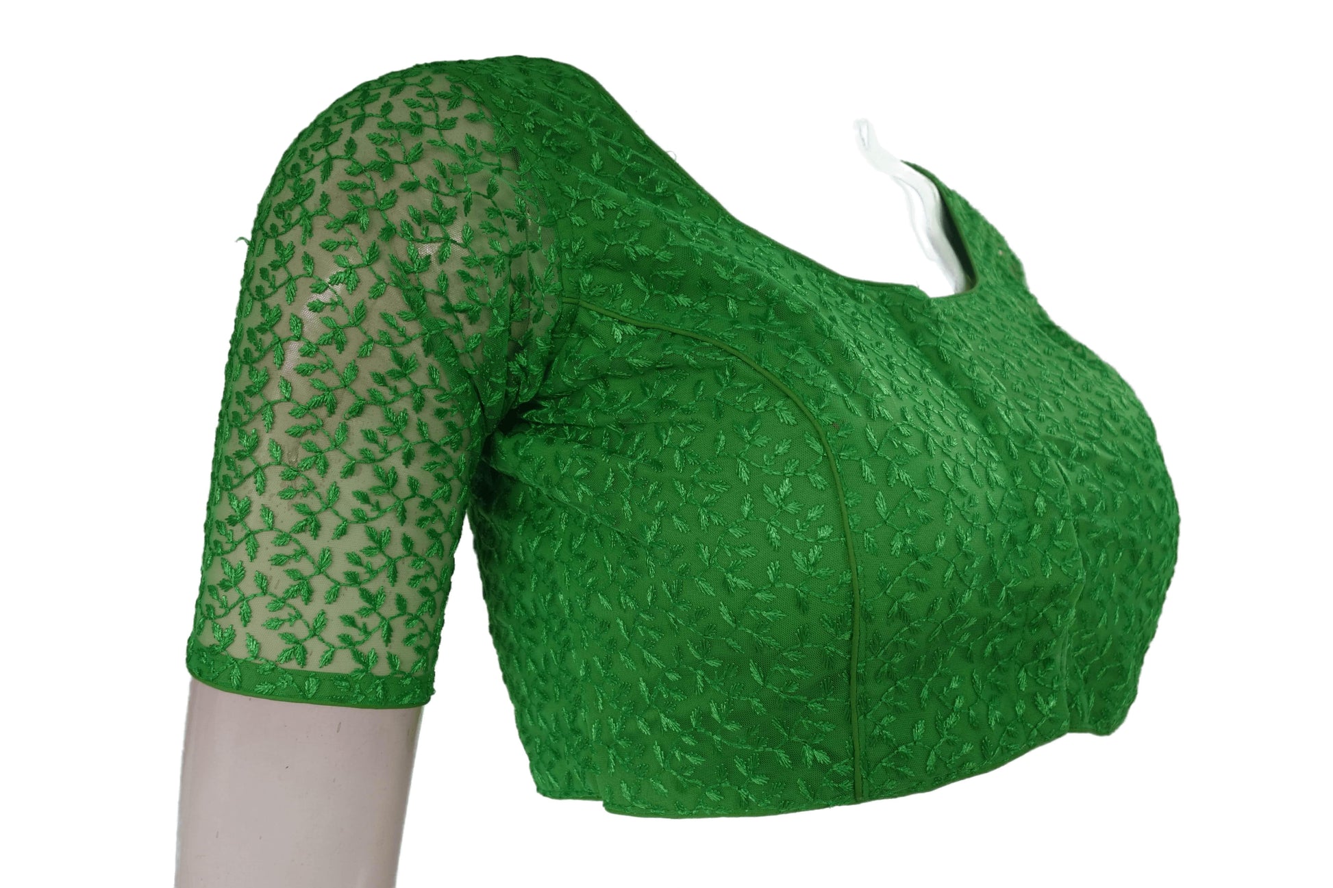 Green Color Netted Fancy Designer Readymade Saree Blouse, Matching Blouse for sarees - D3blouses
