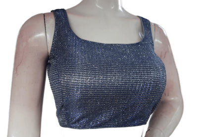 Blue And Silver Mixed color Designer Readymade Saree Blouse - D3blouses
