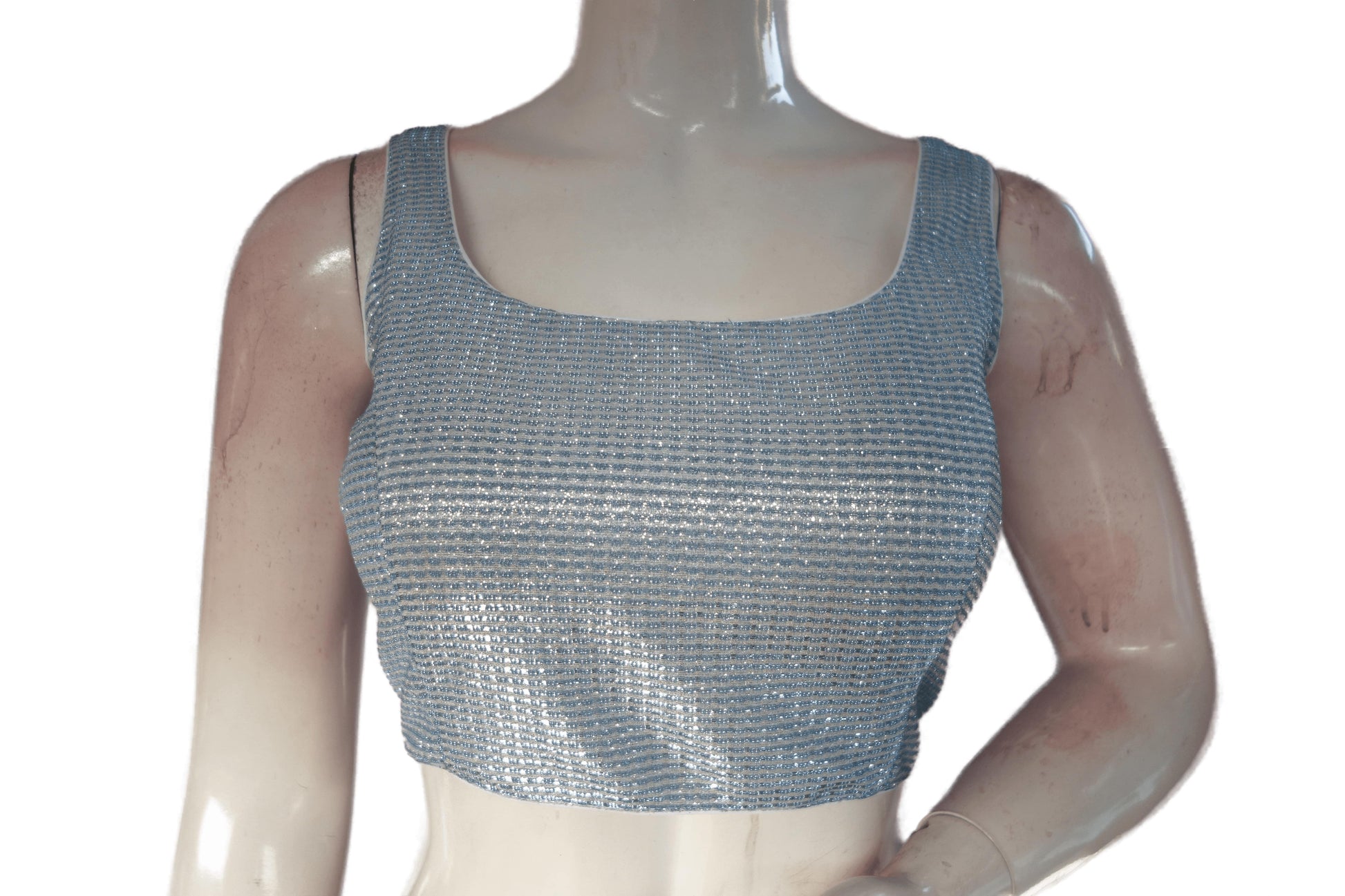 Pastel Blue and Silver Mixed color Designer Readymade Saree Blouse - D3blouses