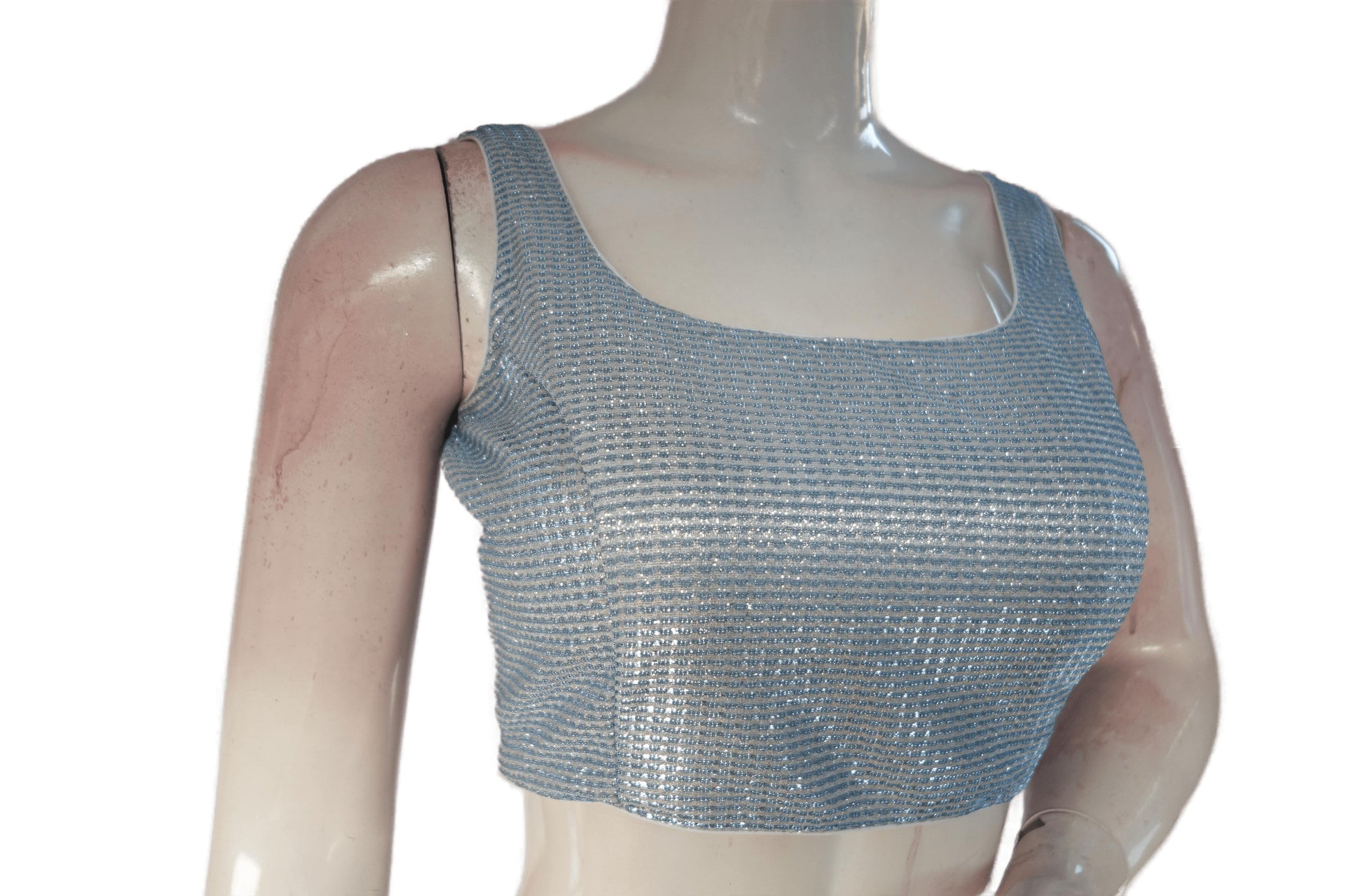 Pastel Blue and Silver Mixed color Designer Readymade Saree Blouse - D3blouses