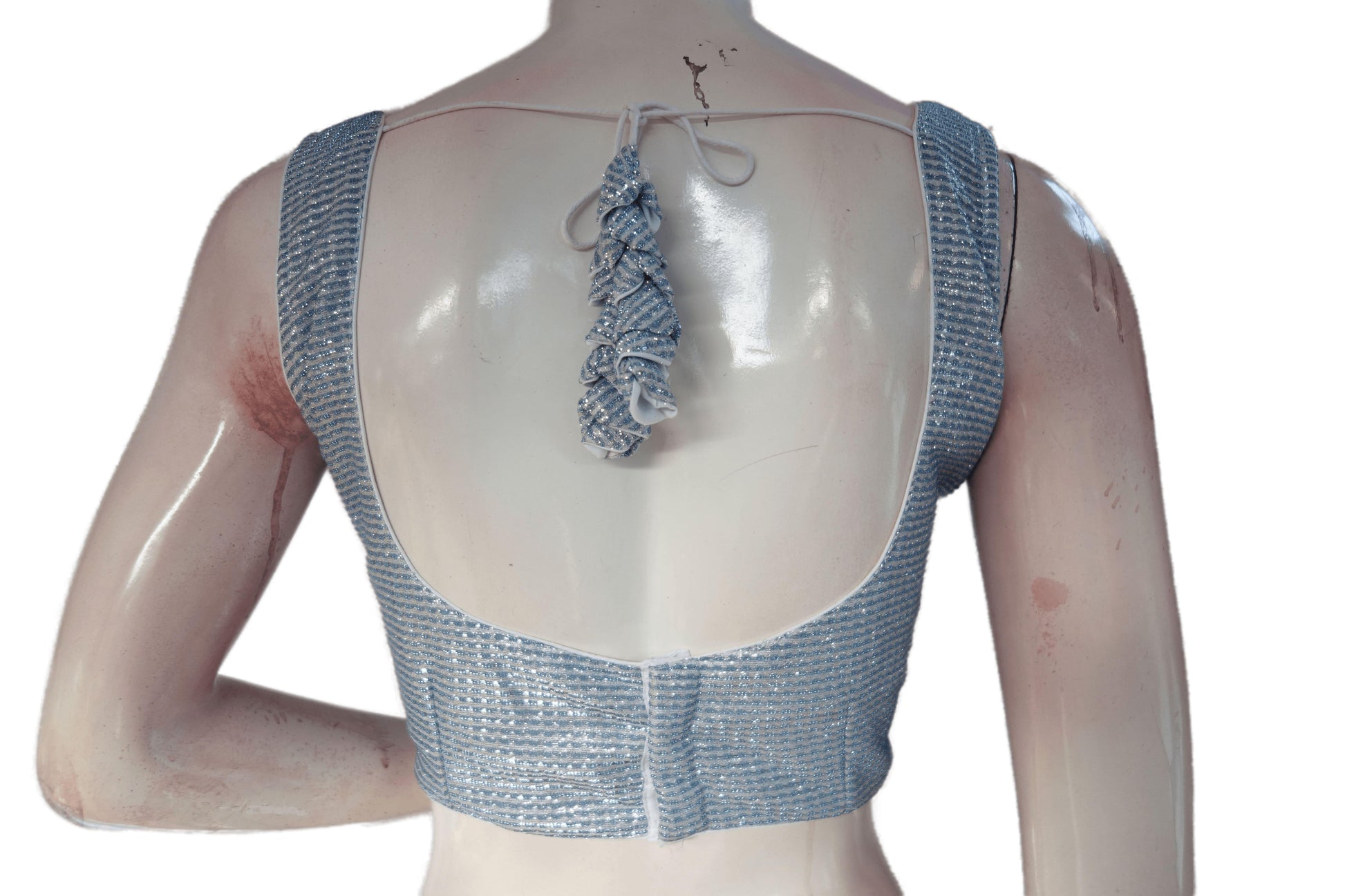 Pastel Blue and Silver Mixed color Designer Readymade Saree Blouse - D3blouses