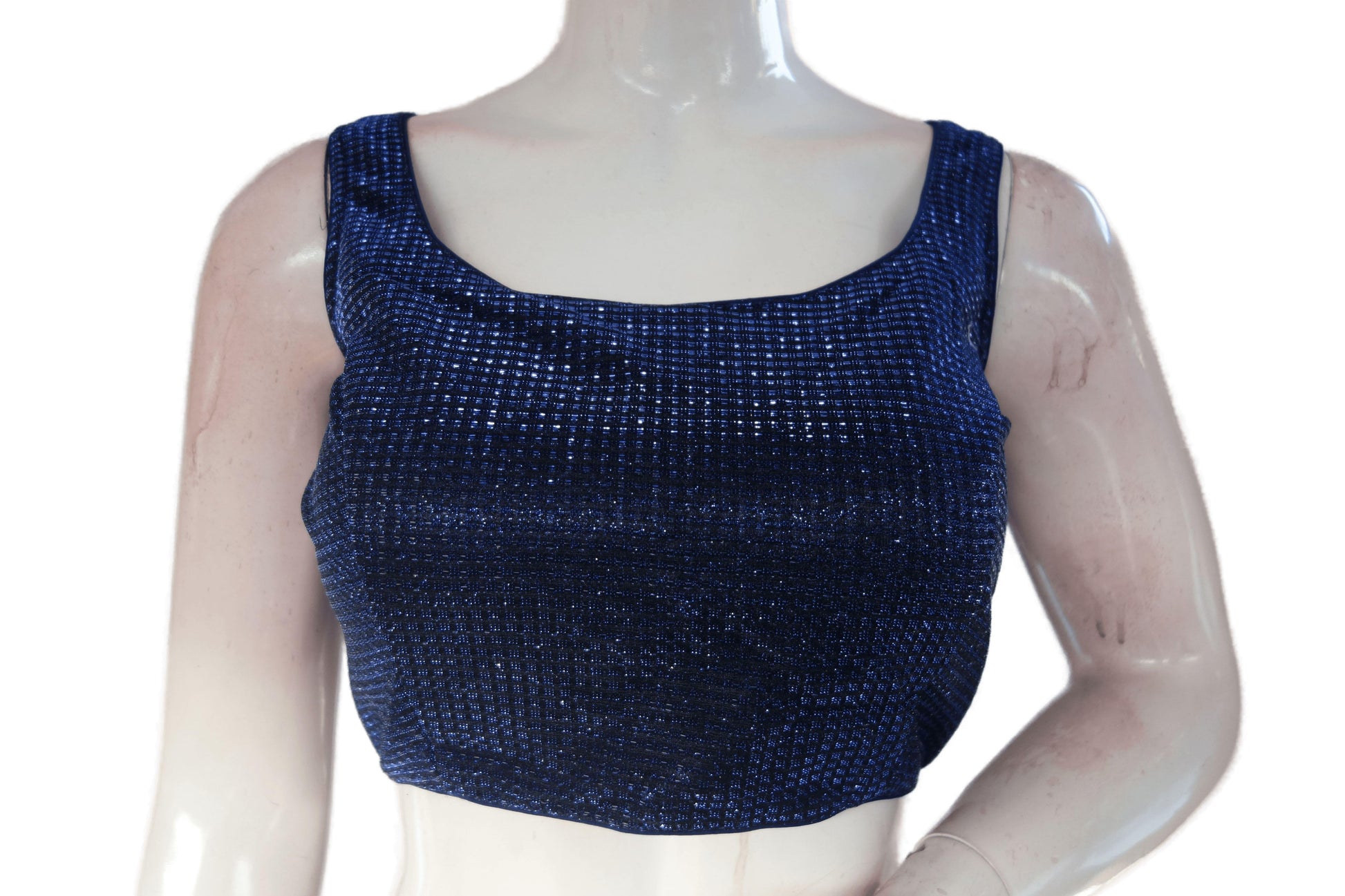 Navy Blue And Silver Mixed color Designer Readymade Saree Blouse - D3blouses