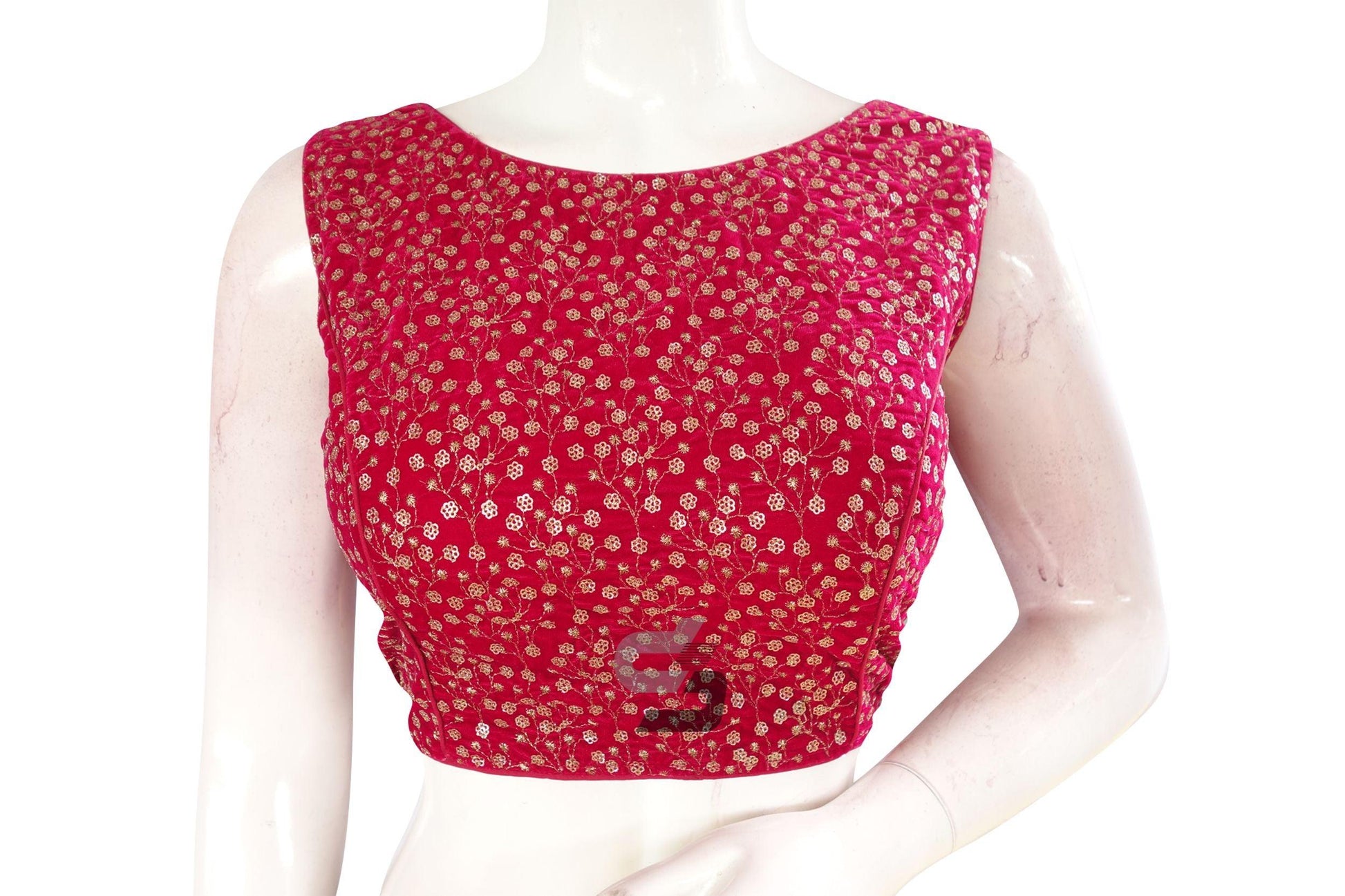 Pink Color Designer Velvet Sequin Designer Readymade Saree Blouse - D3blouses