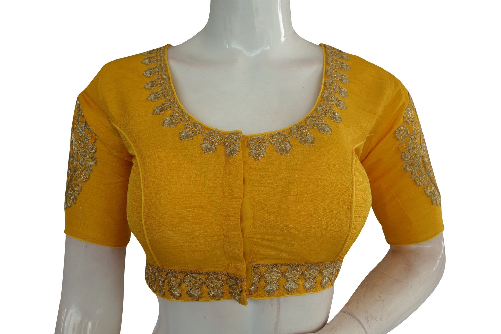 yellow color cut work designer readymade saree blouses