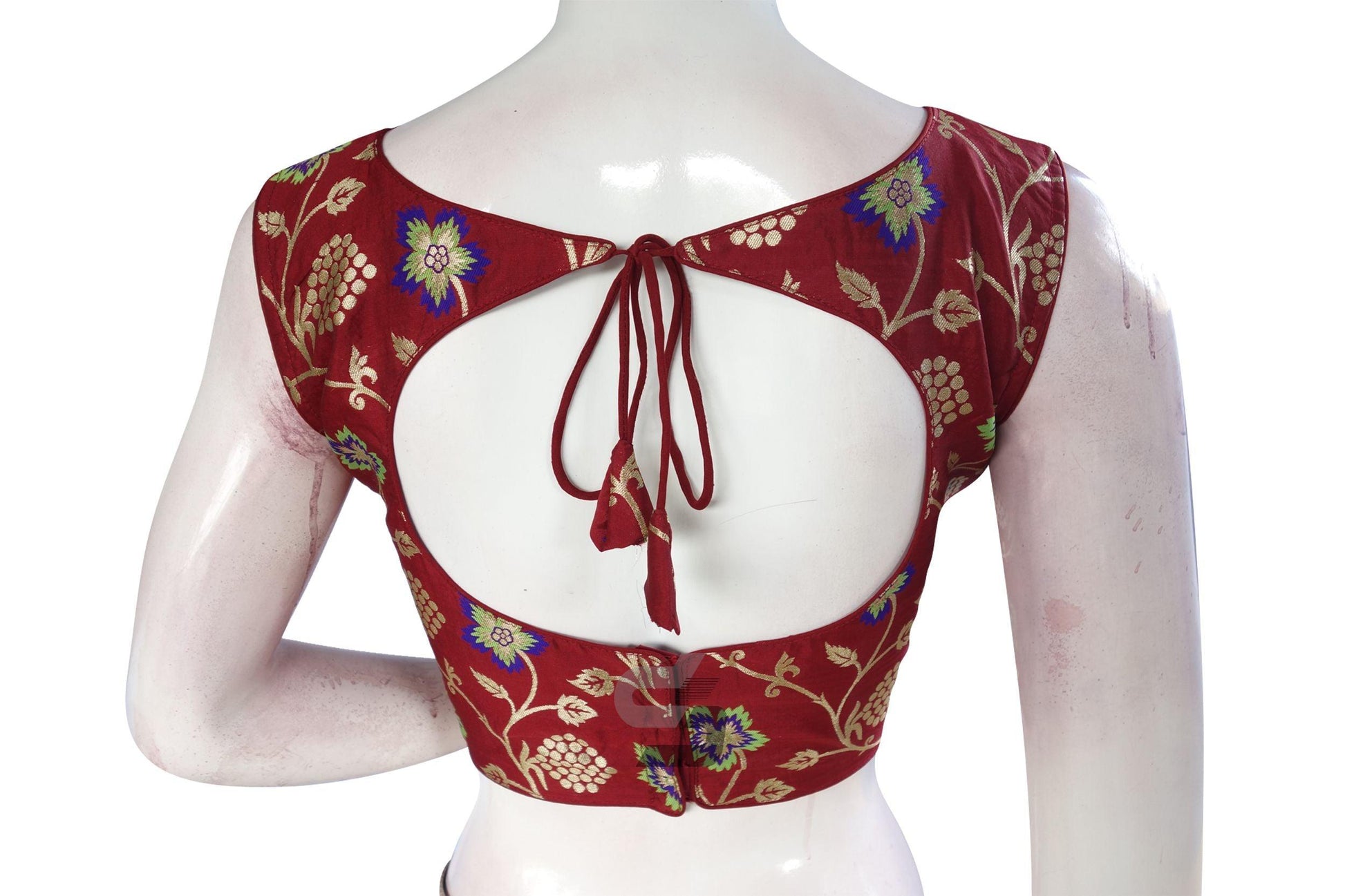 Maroon Color Banaras Brocade Boat Neck Designer Readymade Blouse - D3blouses